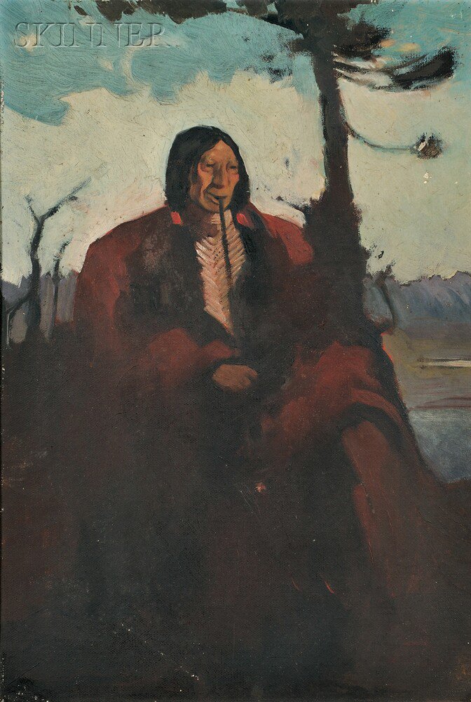 Appraisal: American School th Century Portrait of a Plains Native American