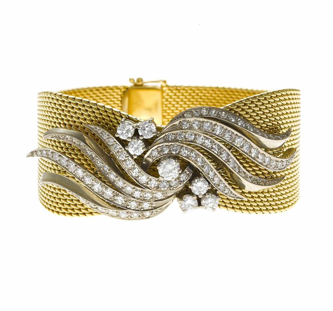 Appraisal: A diamond and eighteen karat bicolor gold bracelet estimated total