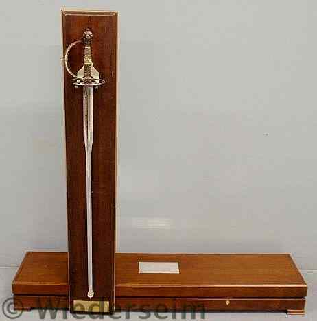 Appraisal: Mahogany cased Queen Elizabeth II Silver Jubilee sword of Made