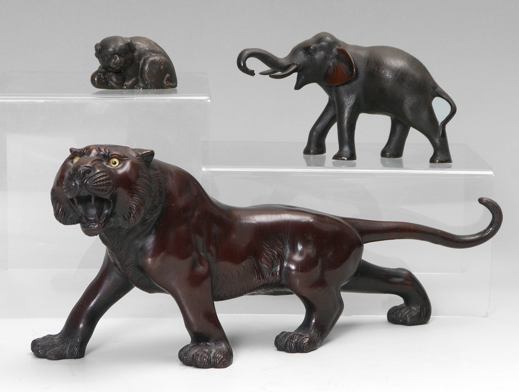 Appraisal: BRONZE PIECES - TIGER ELEPHANT AND TIFFANY DOG PAPERWEIGHT Tiger