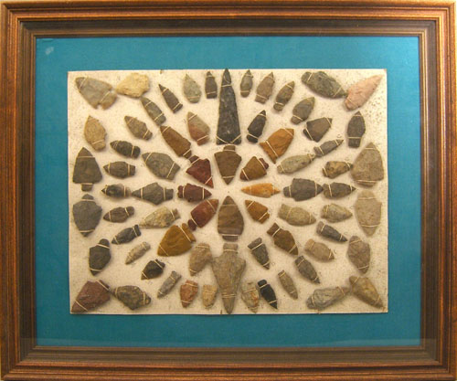 Appraisal: Group of framed arrowheads