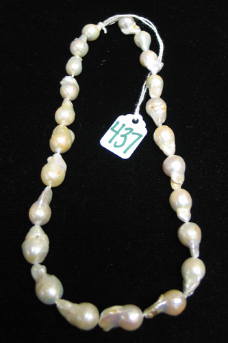 Appraisal: PEARL AND FOURTEEN KARAT WHITE GOLD NECKLACE with large baroque