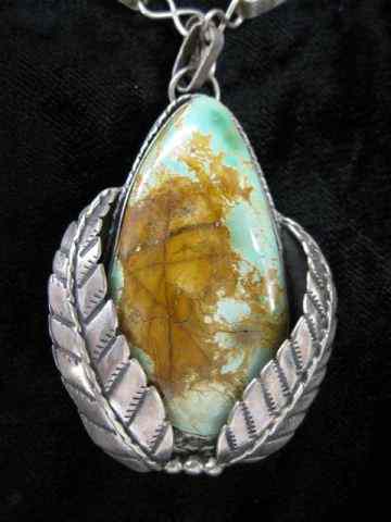 Appraisal: Navajo Turquoise Sterling Pendant on '' sterling chain