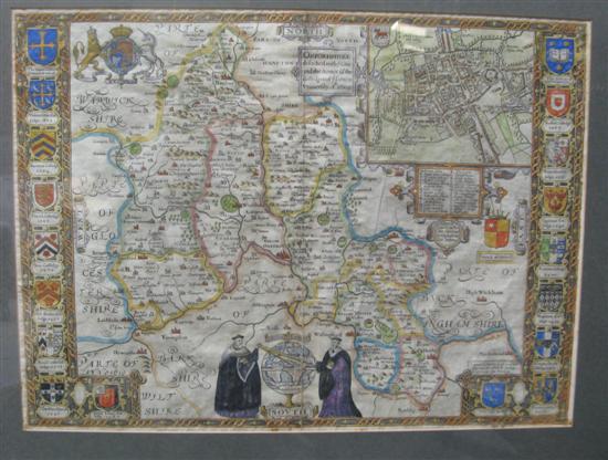 Appraisal: John Speed Hand coloured engraved map of Oxfordshire With inset