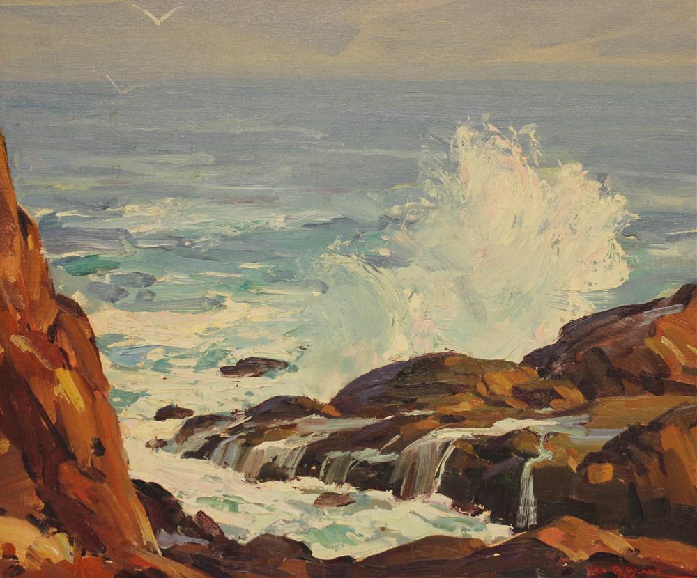 Appraisal: LEO B BLAKE AMERICAN - CRASHING WAVE Oil on canvasboard