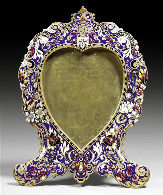 Appraisal: SMALL ENAMELED FRAME Napoleon III probably by F BARBEDIENNE Ferdinand