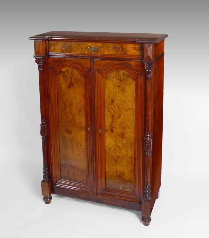 Appraisal: FINE QUALITY TH C VICTORIAN BURLED SIDE CABINET Single lockable