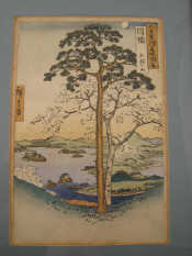 Appraisal: A Japanese silk screen titled 'Trees' x cm