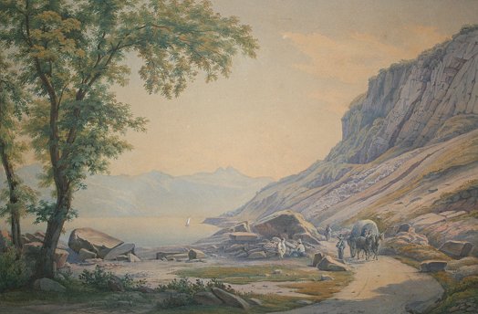 Appraisal: FINE th C EUROPEAN LANDSCAPE ILLEGIBLY SIGNED Water Color ''