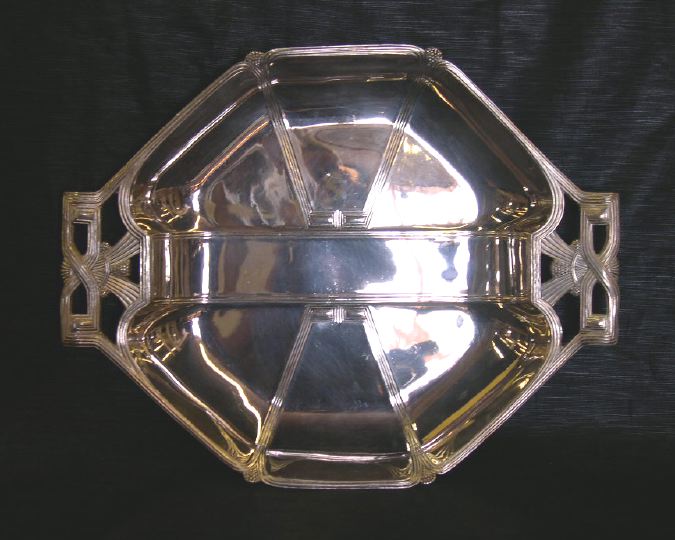 Appraisal: Good Octagonal Orivit Silverplate Two-Handled Bowl ca - in the