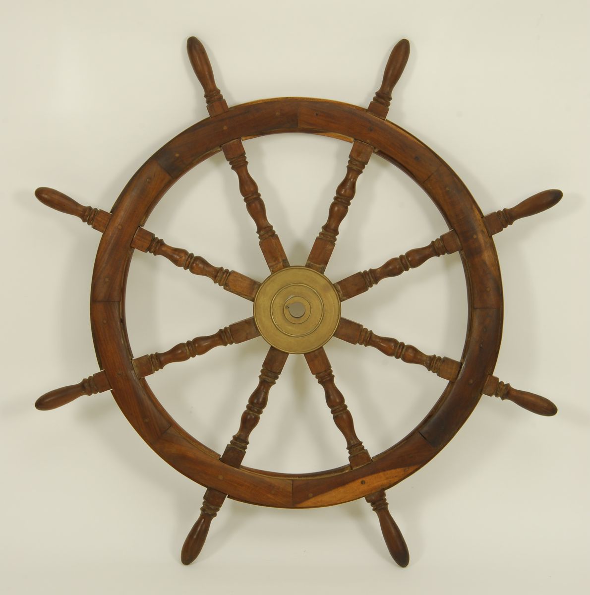 Appraisal: BRASS AND WOOD SHIP'S WHEEL Late th Early th CenturyDiameter