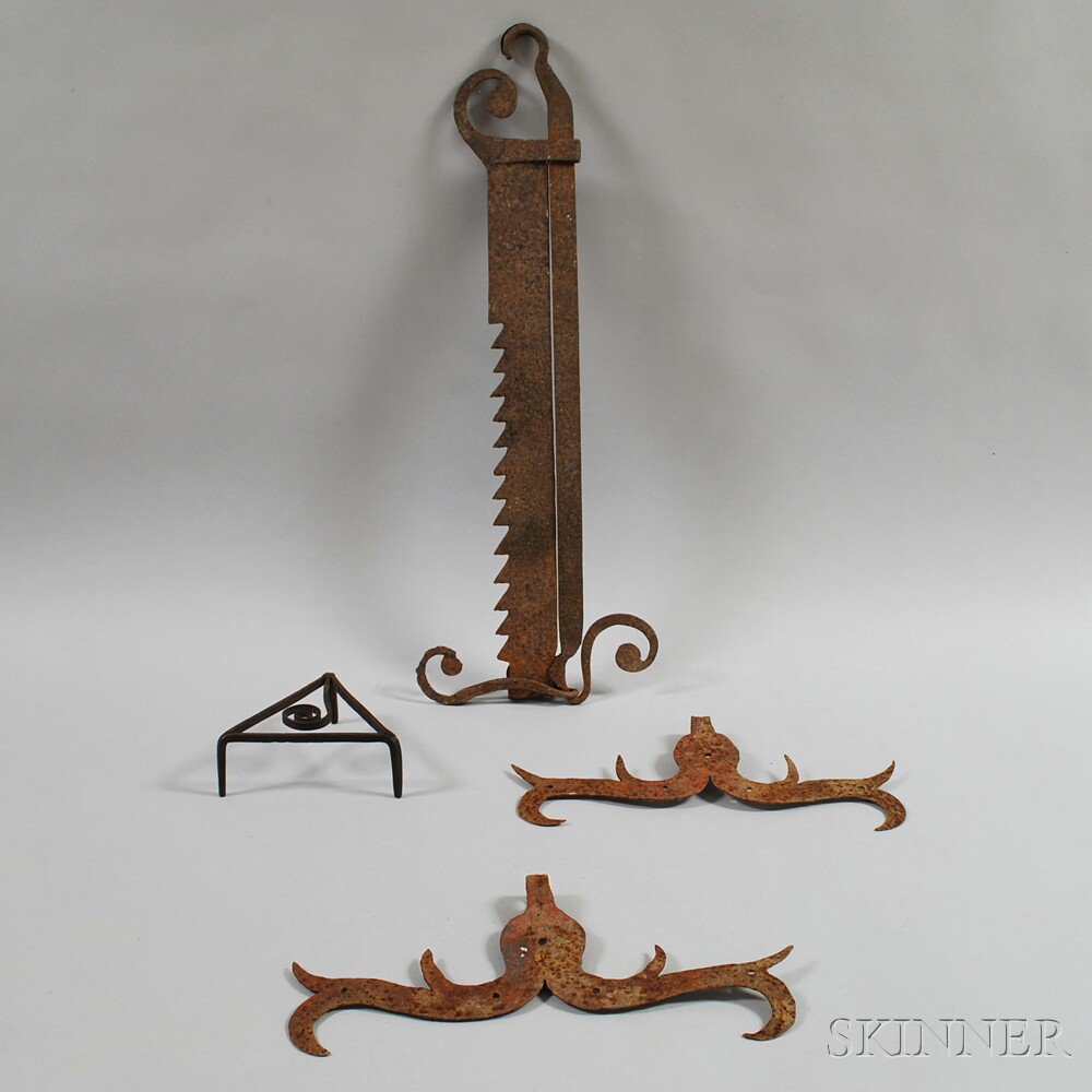 Appraisal: Four Miscellaneous Iron Items th and th century a pair