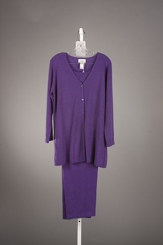 Appraisal: Neiman Marcus purple cashmere jacket and slacks Size L Neiman