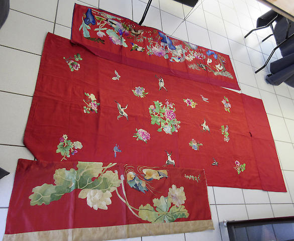 Appraisal: A small collection of Chinese hanging textiles th th century