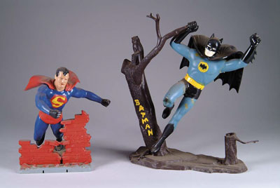 Appraisal: BATMAN SUPERMAN BUILT MODELS Dated by Aurora Hand painted super