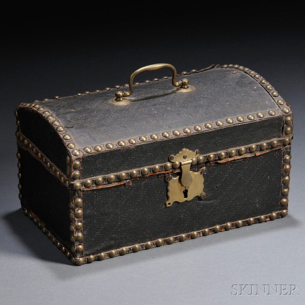 Appraisal: Dome-top Box with Interior Decoration America early th century the