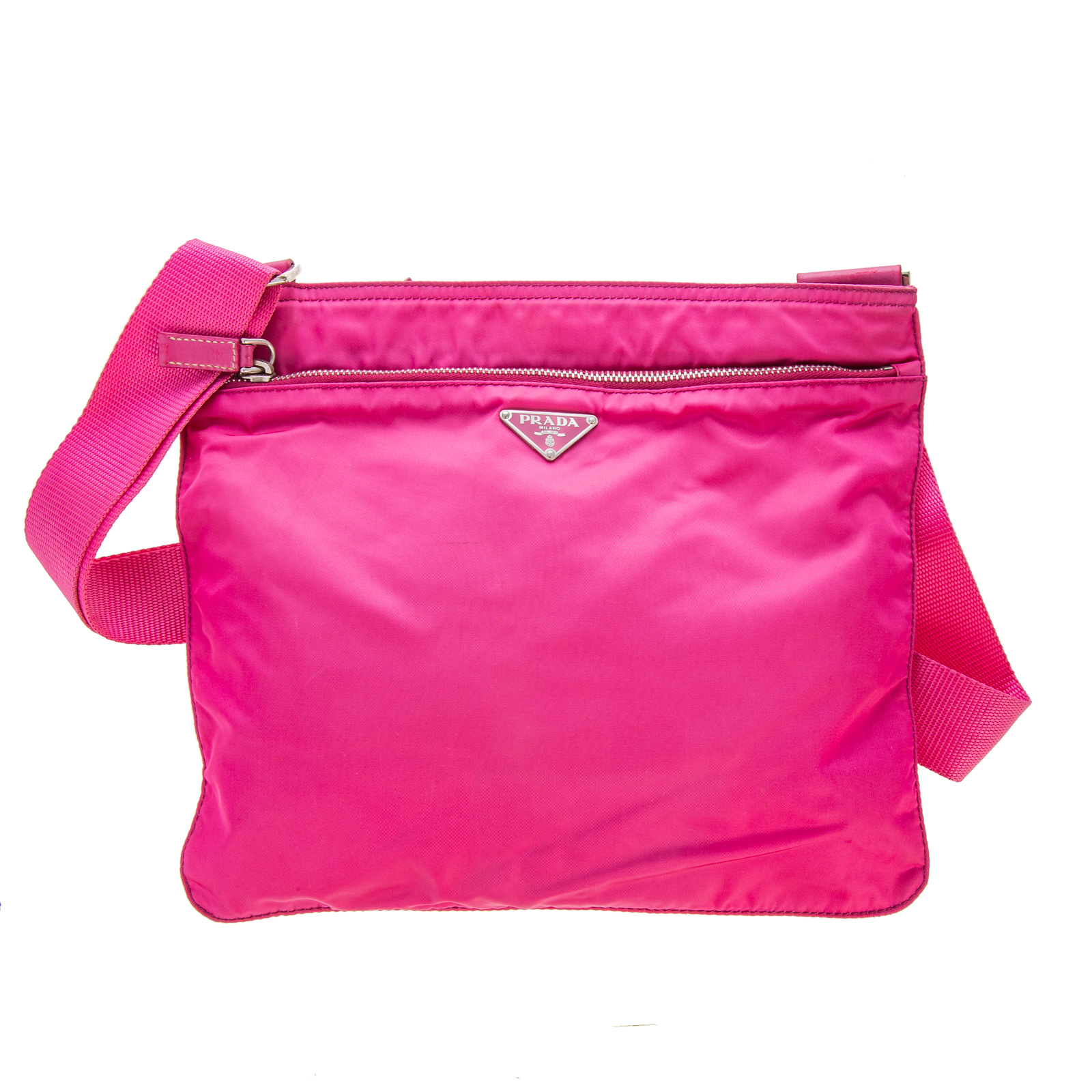 Appraisal: A PRADA NYLON MESSENGER BAG A Fuxia Vela Sport Nylon