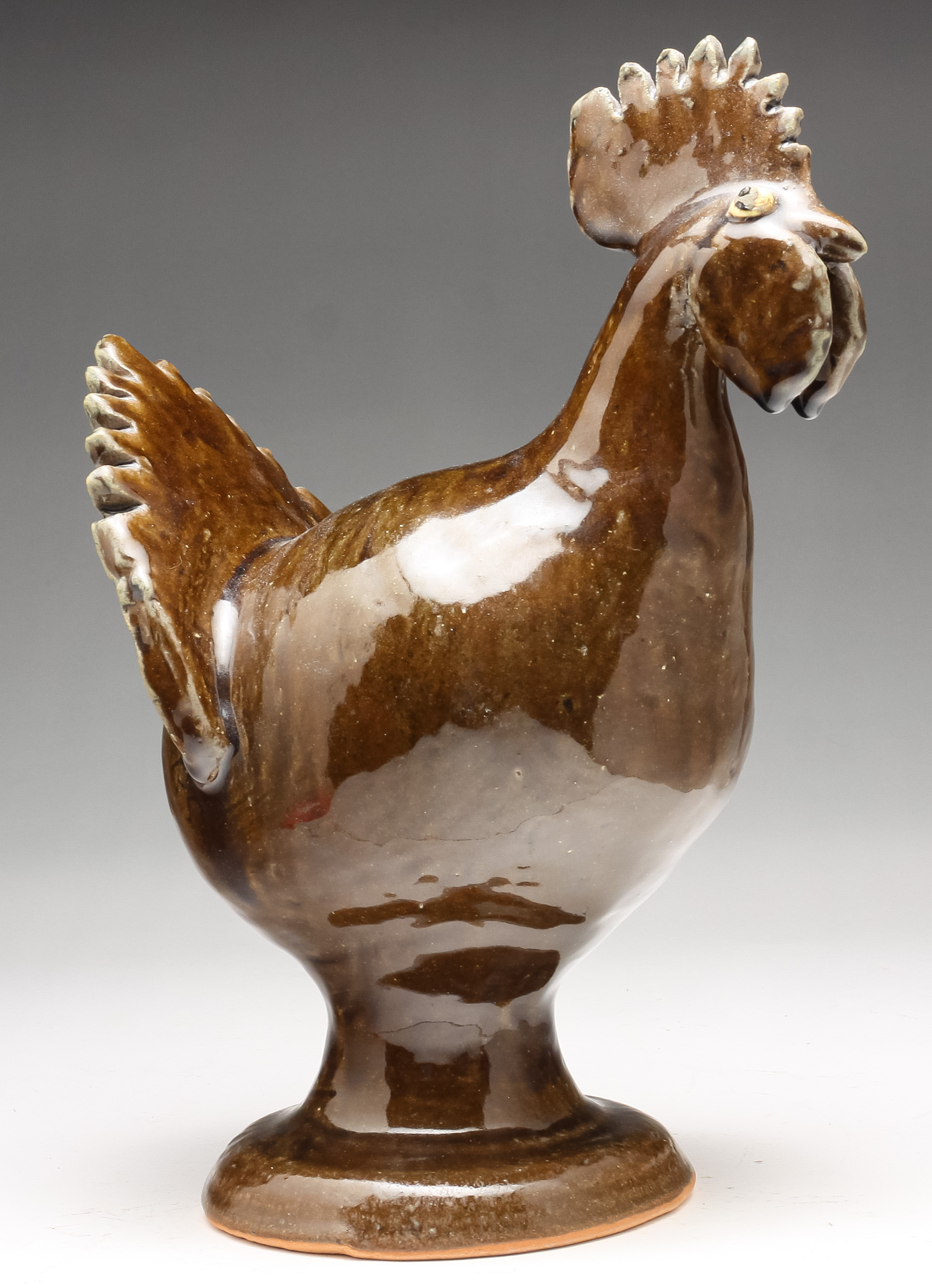 Appraisal: REGGIE MEADERS SOUTHERN ASH GLAZED ROOSTER Late th century Glazed