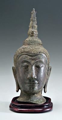 Appraisal: Thai bronze Buddha head Sukothai style age unknown - in