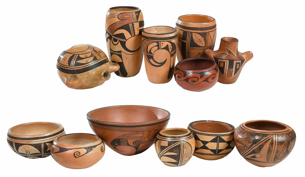 Appraisal: Twelve Decorated Hopi Pots th century including a a small