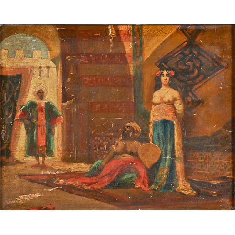 Appraisal: TH C ORIENTALIST PAINTING Oil on panel of middle eastern