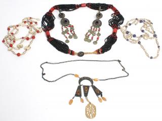 Appraisal: Ethnographic Beaded Jewelry Articles Four necklaces and a pair of