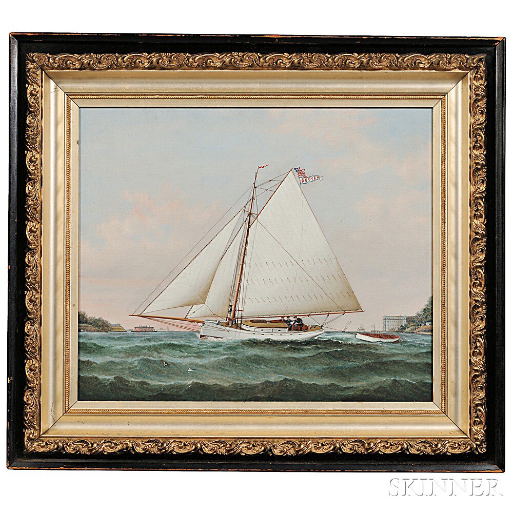 Appraisal: American School th Century Portrait of the Sloop Yacht DEFYER