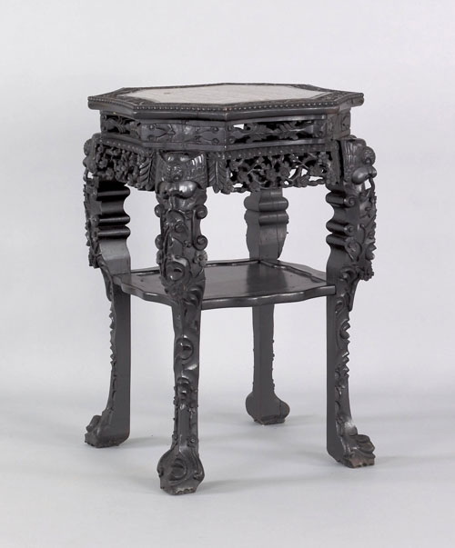 Appraisal: Chinese carved marble top stand early th c h w