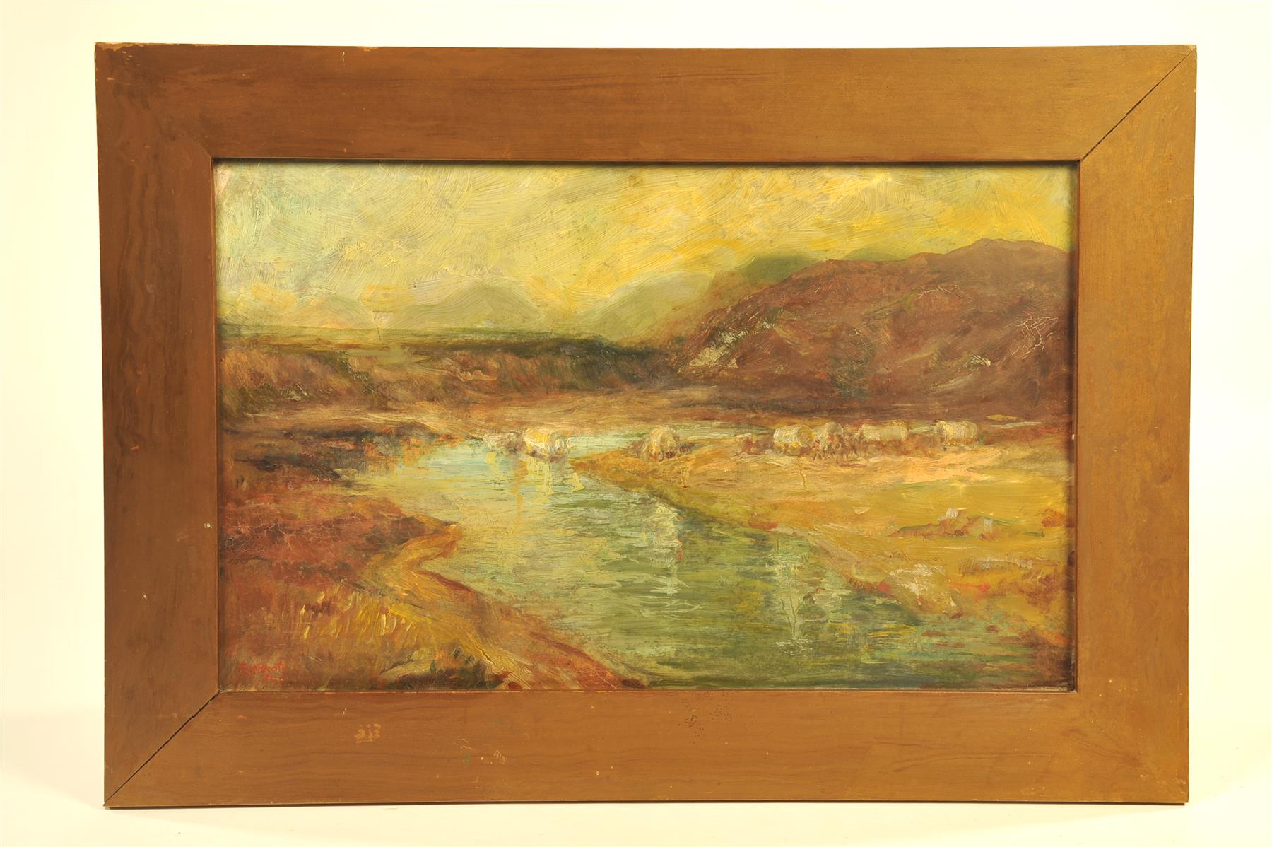 Appraisal: FRAMED OIL ON ACADEMY BOARD OF A WESTERN LANDSCAPE SIGNED