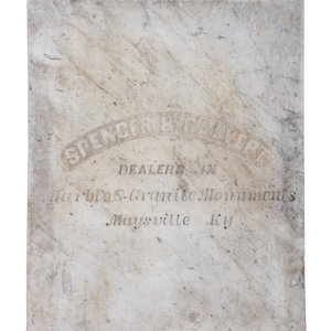 Appraisal: A Maysville Kentucky Marble Monuments Advertising Panel reading Spencer Calvert