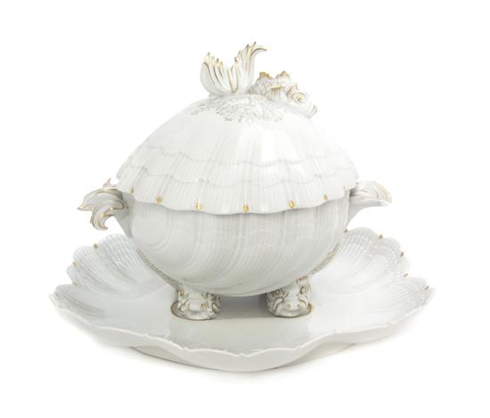 Appraisal: Sale Lot A Limoges Porcelain Covered Tureen on Stand decorated