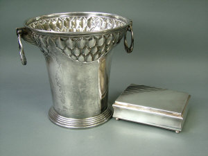 Appraisal: A Secessionist style WMF silvered metal ice bucket circa of