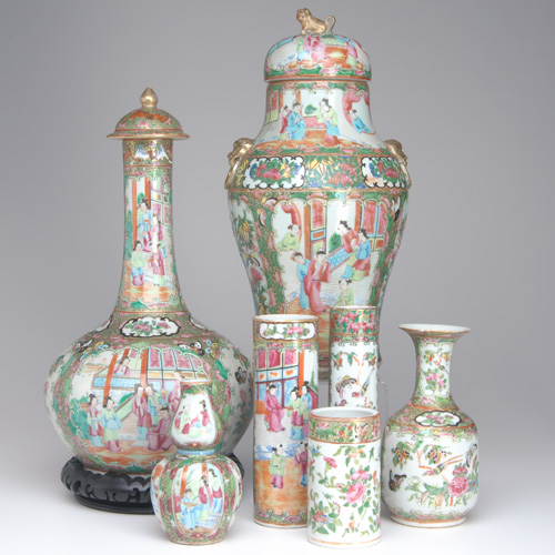 Appraisal: CHINESE EXPORT MANDARIN PORCELAIN Seven various vases a vase and