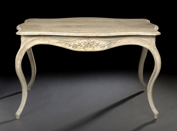 Appraisal: Provincial Louis XV-Style Oak Center Table late th century the