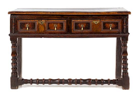 Appraisal: A Charles II Oak Console Table Height x width x