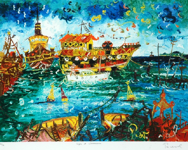 Appraisal: John Perceval - Ships at Williamstown screenprint ed signed 'Perceval'