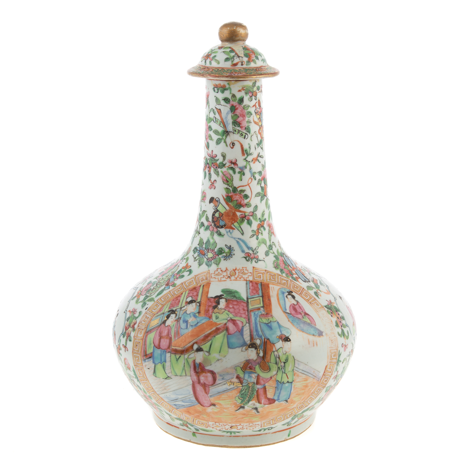 Appraisal: CHINESE EXPORT ROSE MANDARIN WATER BOTTLE Daoguang era circa large