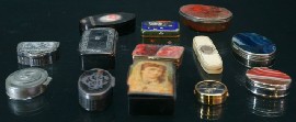 Appraisal: A collection of trinket boxes in pewter agate tortoise shell