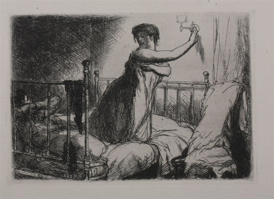 Appraisal: JOHN SLOAN American - TURNING OUT THE LIGHT signed and