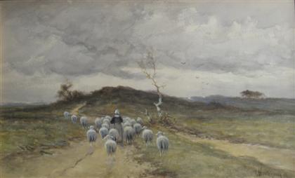 Appraisal: CORNELIS WESTERBEEK JR dutch - SHEPHERDESS WITH SHEEP Signed bottom