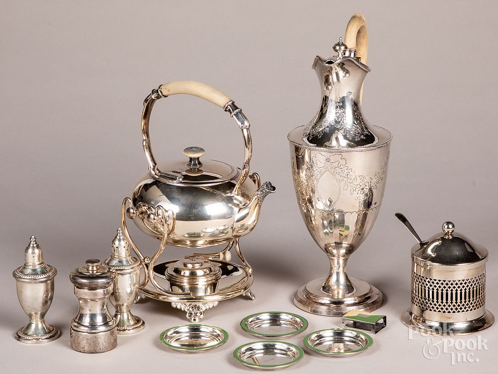 Appraisal: Three pieces of silver plated hollowware etc Three pieces of