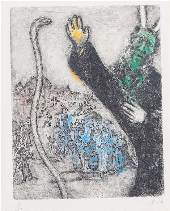 Appraisal: Marc Chagall French Russian - Moses and the Serpent from