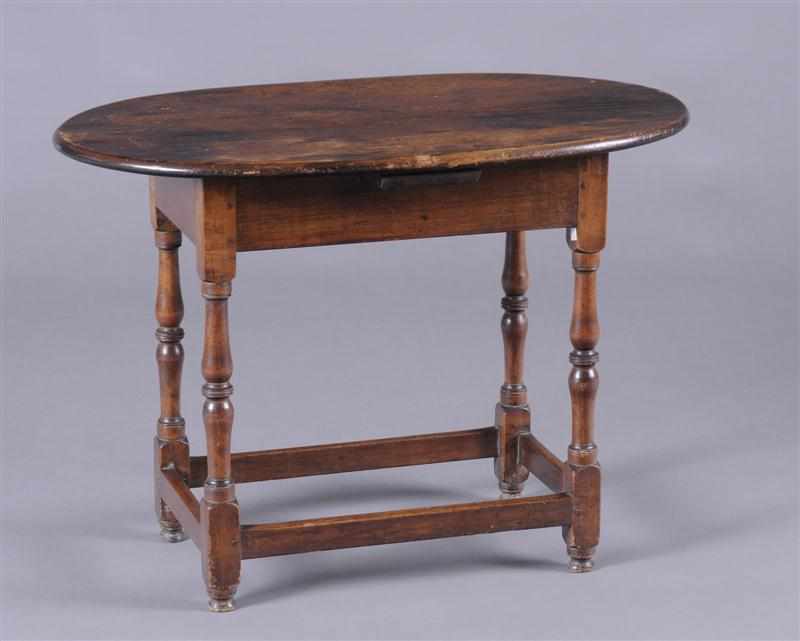 Appraisal: AMERICAN OVAL PINE-TOP MAPLE TAVERN TABLE The overhang top above