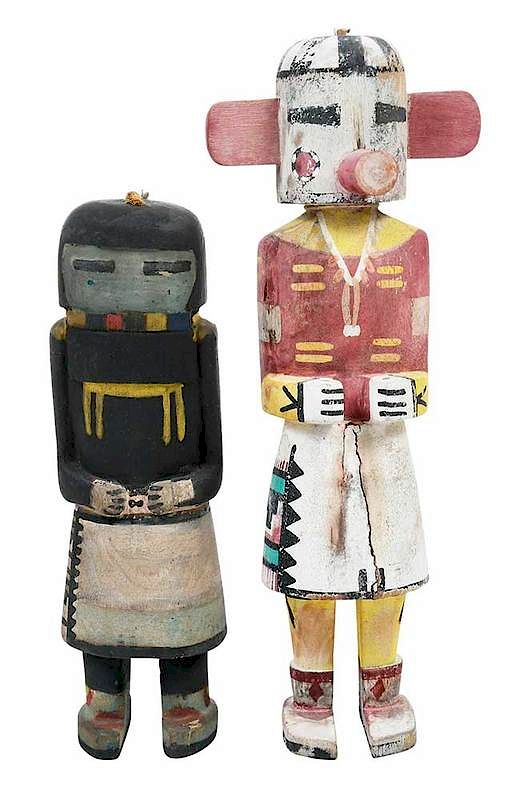 Appraisal: Two Hopi Carved and Polychrome Kachina Dolls American Southwest early