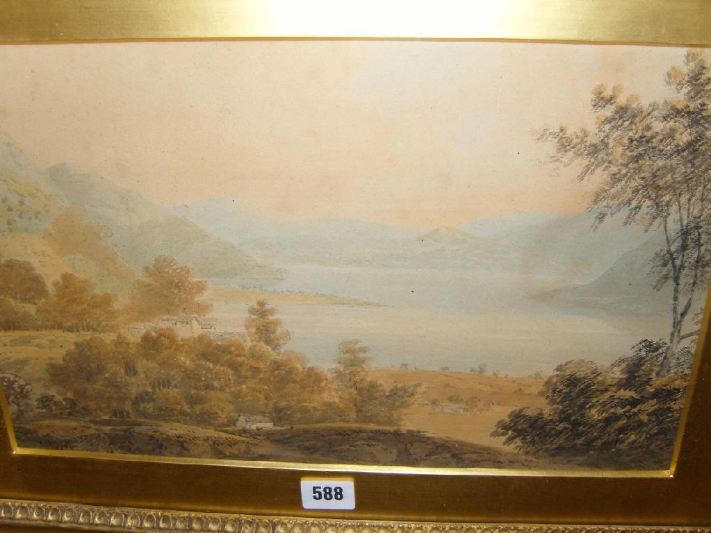 Appraisal: An early th century watercolour of an extensive mountainous landscape