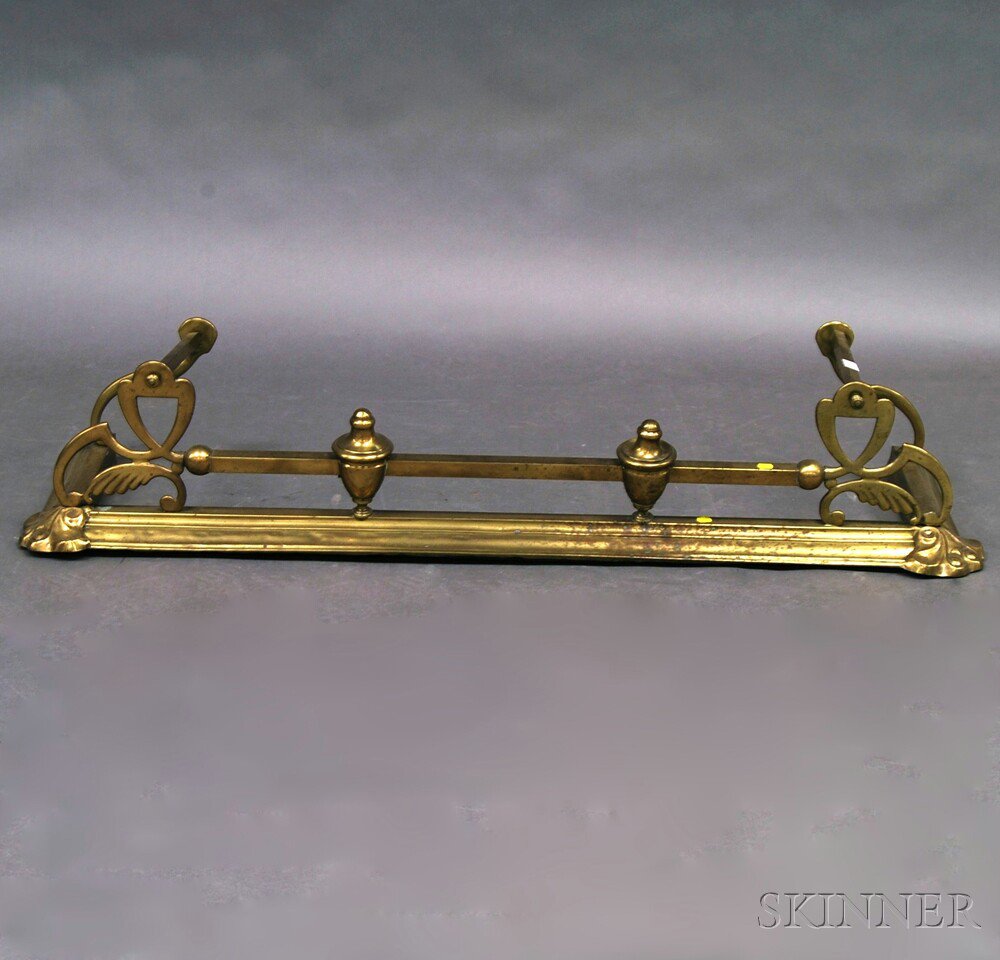 Appraisal: Brass Art Nouveau Fireplace Fender c ht wd dp in