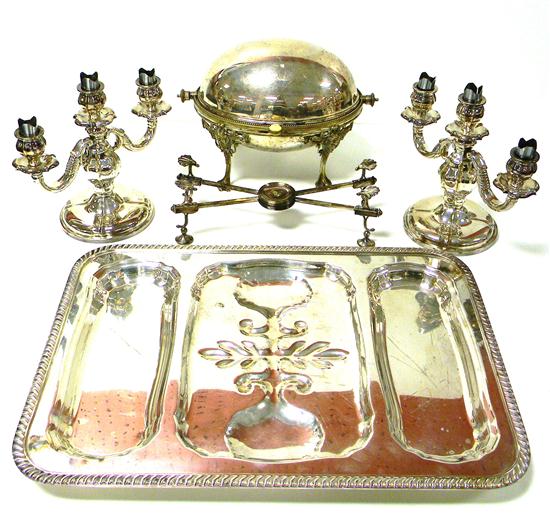 Appraisal: Five pieces of silver plate including revolving dome serving dish