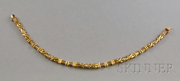 Appraisal: kt Gold and Diamond Line Bracelet total dwt lg in