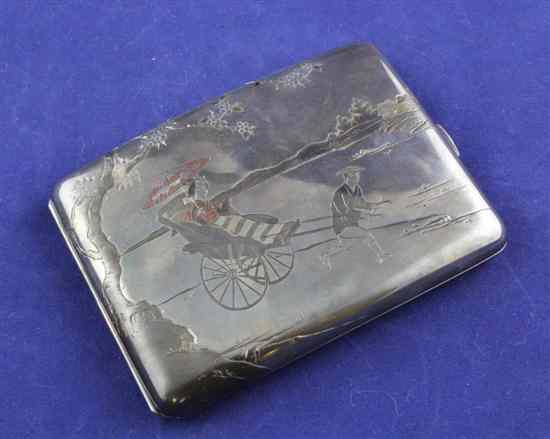 Appraisal: An early th century Japanese standard silver cigarette case of