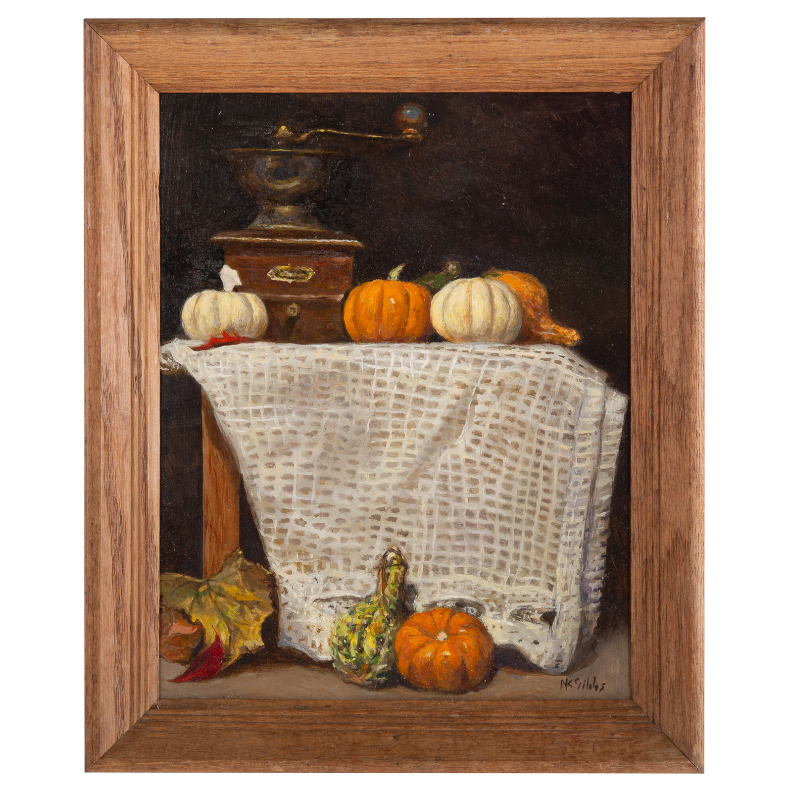 Appraisal: NATHANIEL K GIBBS STILL LIFE WITH PUMPKINS OIL ON MASONITE